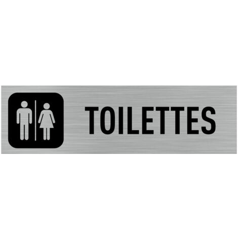 Pictogramme Toilettes – Signalisation de Porte 170x50 mm – Plaque aluminium brossé 2 mm – Fabrication française