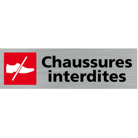 Pictogramme CHAUSSURES INTERDITES (Q0283).- Plaque aluminium brossé - (1/5)