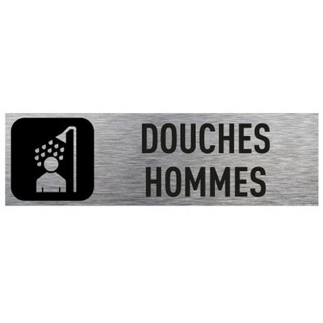 Pictogramme DOUCHES HOMMES (Q0203).- Adhésif aspect aluminium brossé - (1/2)