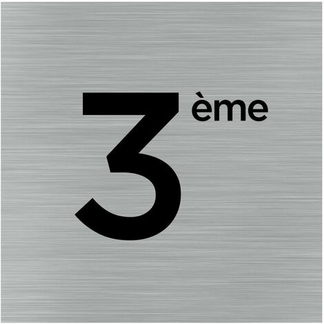 Signaletique.Biz France – Plaque de porte pictogramme 3ème étage – Aluminium brossé 150mm x 150mm – Épaisseur 2mm – Fabrication française - Q1068