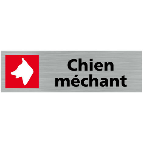 Pictogramme CHIEN MECHANT (Q0403).- Plaque aluminium brossé - (1/5)