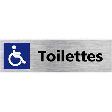 Pictogramme TOILETTES HANDICAPES (Q0127).- Adhésif aspect aluminium brossé -