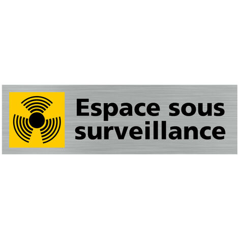 Pictogramme ESPACE SOUS SURVEILLANCE (Q0314).- Adhésif aspect aluminium brossé - (1/5)