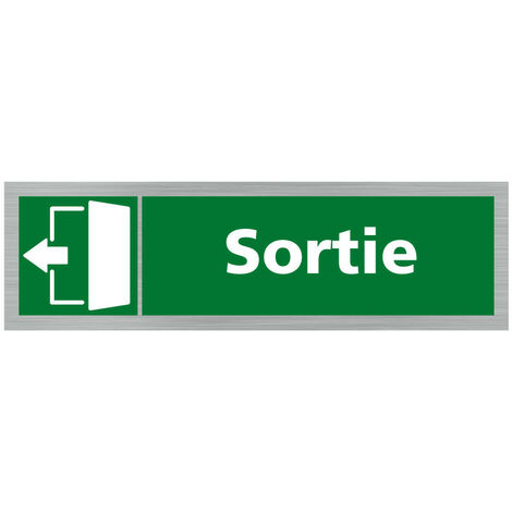 Pictogramme SORTIE VERS LA GAUCHE (Q0407).- Adhésif aspect aluminium brossé - (1/5)