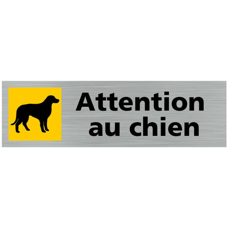Pictogramme ATTENTION AU CHIEN (Q0405).- Plaque aluminium brossé - (1/5)