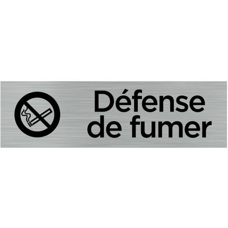 Pictogramme DEFENSE DE FUMER (Q0077).- Plaque aluminium brossé - (1/5)