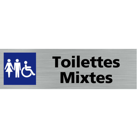 Pictogramme TOILETTES MIXTES (Q0128).- Plaque aluminium brossé - (1/5)