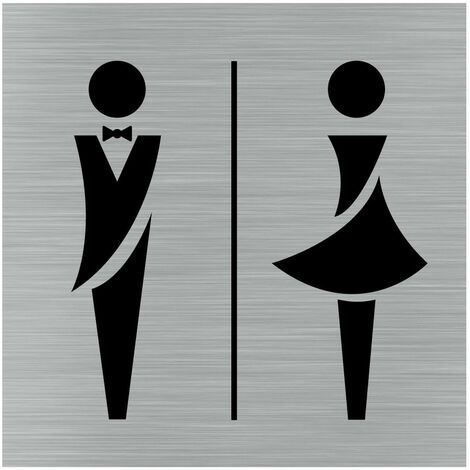 Pictogramme Toilettes Hommes/Femmes (Q1052).- Plaque aluminium brossé -