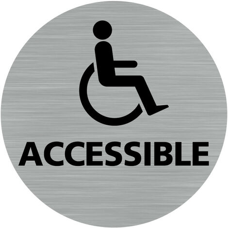 Pictogramme PMR .- Plaque aluminium brossé - Diamètre 83 mm (1/5)