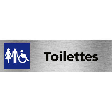 Pictogramme Toilettes Homme Femme PMR (Q0479).- Plaque aluminium brossé - (1/5)
