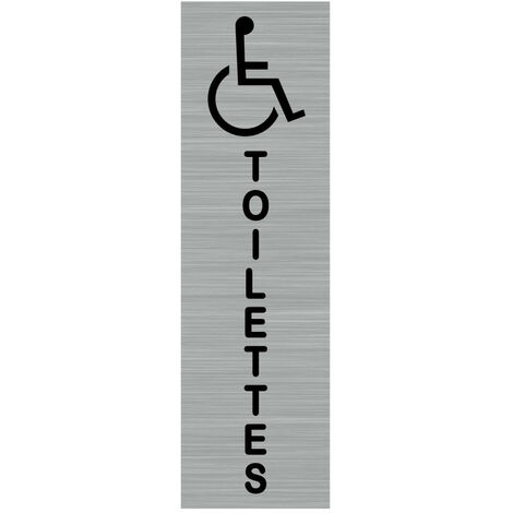 Pictogramme TOILETTES HANDICAPES (Q0042).- Adhésif aspect aluminium brossé - (1/5)