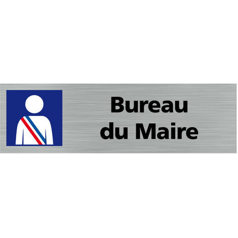 Pictogramme BUREAU DU MAIRE (Q0209).- Adhésif aspect aluminium brossé - (1/5)