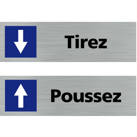 Lot de 2 Pictogrammes de porte Poussez/Tirez (Q0438).- Plaque aluminium brossé -