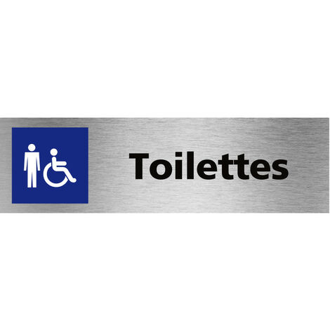 Pictogramme Toilettes Homme PMR (Q0478).- Plaque aluminium brossé -