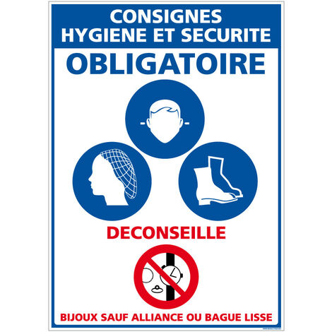 Panneau Consignes Hygiène et Sécurité - EPI Obligatoires - Aluminium 2 mm - 150 x 210 mm