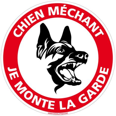 Panneau de Signalisation PVC 1 mm. Panneau Interdiction. Panneau Parking, Panneau d'information PVC. Taille au choi - Chien méchant je monte la garde - Diamètre 450 mm