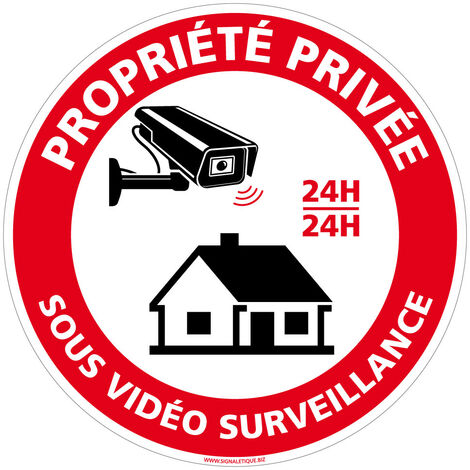 Panneau de Signalisation PVC 1 mm. Panneau Interdiction. Panneau Parking, Panneau d'information PVC. Taille au choi - Propriété privée sous vidéosurveillance - Diamètre 240 mm