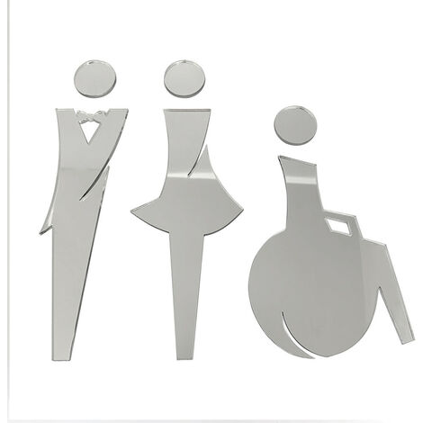 Pictogramme WC en relief.- Plexi miroir argent -