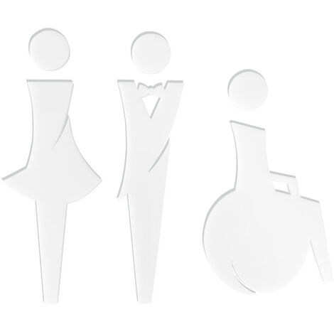 Pictogramme WC en relief.- Plexi blanc -