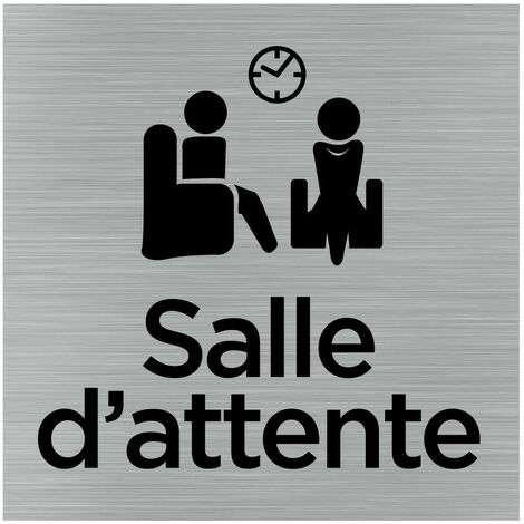 Pictogramme Salle d'attente (Q1036), pictogramme Salon.- Adhésif aspect aluminium brossé -