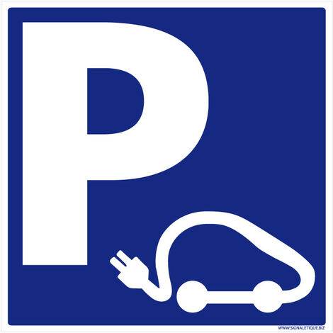 Panneau Signalisation Parking Voiture Électrique - Borne de Chargement - Plastique PVC 1,5 mm - 350 x 350 mm