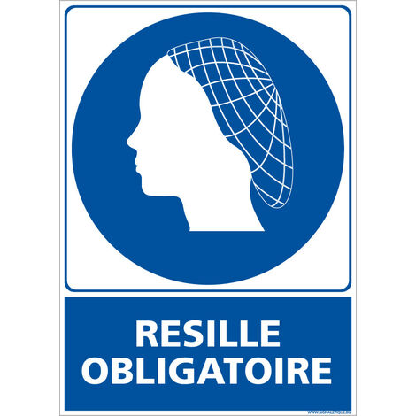Panneau Résille Obligatoire, Coiffe Charlotte - Signalisation EPI - Aluminium 2 mm - 300 x 420 mm - Conforme ISO 7010 (1/5)