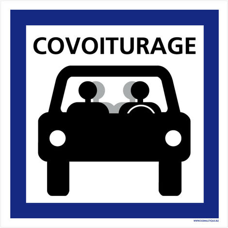 Panneau Parking Covoiturage. Point de Rassemblement Covoiturage. Autocollant Parking Covoiturage, PVC, Alu - Adhésif - 450 x 450 mm (1/5)