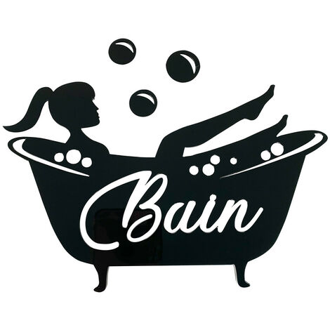 Plaque de Porte Bain.- Plexi noir - (1/5)
