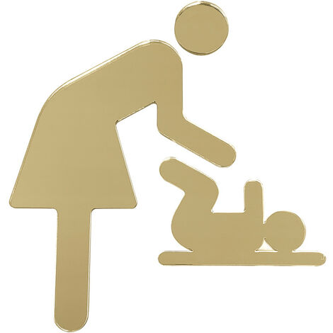 Plaque de porte change bébé.- Plexi miroir or - (1/5)