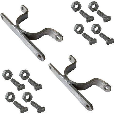 Bride de fixation pour poteau Bride simple ou double avec boulonnerie. Système de fixation pour panneaux - Diam 60 mm (Bride double) - Lot de 2
