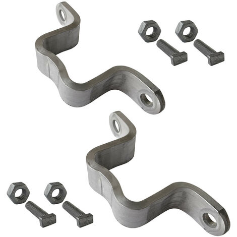 Bride de fixation pour poteau Bride simple ou double avec boulonnerie. Système de fixation pour panneaux - 40 x 40 mm (Bride simple) - Lot de 2