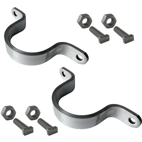 Signaletique.Biz France – Bride de fixation pour poteau en aluminium – Diamètre 60 mm – Lot de 2 – Fixation panneaux recto-verso sur poteaux acier galvanisé