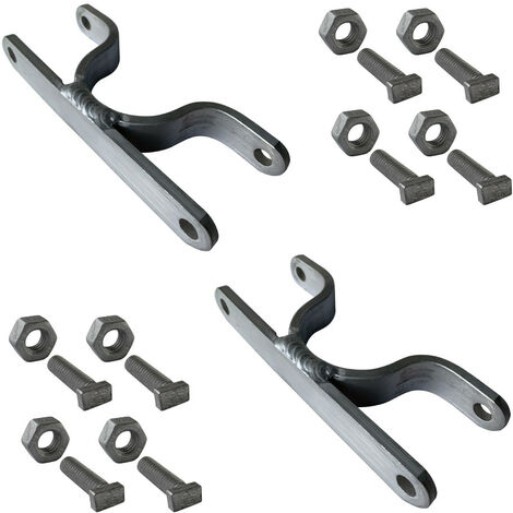 Bride de fixation pour poteau Bride simple ou double avec boulonnerie. Système de fixation pour panneaux - Diam 50 mm (Bride double) - Lot de 2