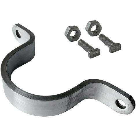 Signaletique.Biz France – Bride de fixation pour poteau rond 60 mm – Aluminium – Fixation panneaux recto-verso – Boulonnerie incluse – Usage extérieur
