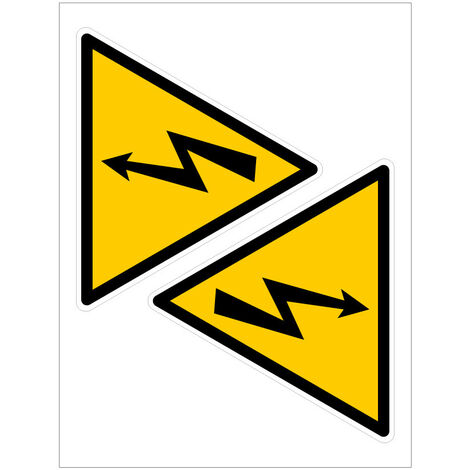 Etiquettes Danger Electrique planches autocollants différents formats NF ISO 7010 (C1544). Panneau danger électricité - Planche de 2 adhésifs 125x110 mm