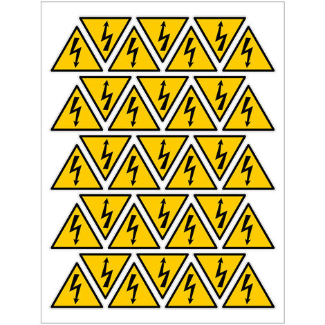 Signaletique.Biz France – Panneau danger électrique – Planche de 35 autocollants 35x30 mm – Vinyle résistant aux UV – Signalisation conforme ISO 7010 - C1544