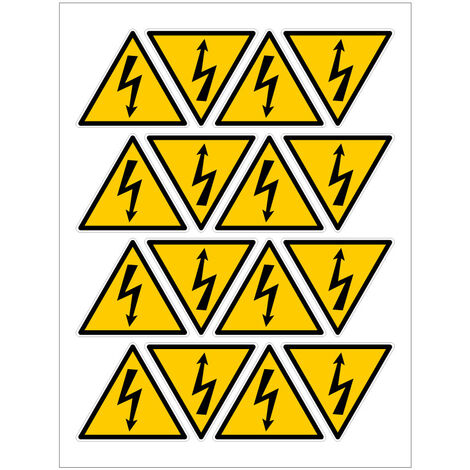 Signaletique.Biz France – Panneau danger électrique – Planche de 16 autocollants 50x40 mm – Impression résistante aux UV – Norme ISO 7010 - C1544