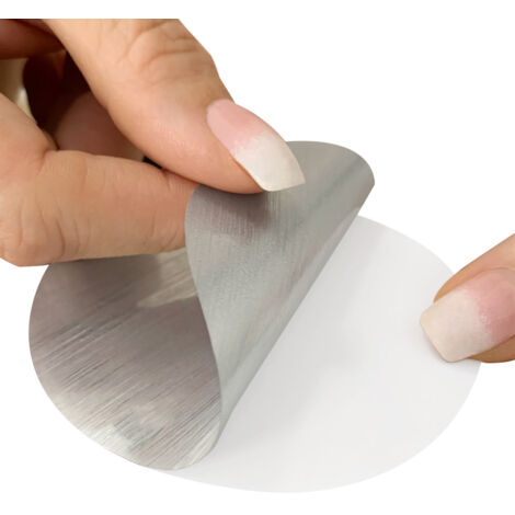 Pictogramme EntrÃ©e (Q0449).- AdhÃ©sif aspect aluminium brossÃ© - DiamÃ¨tre 76 mm