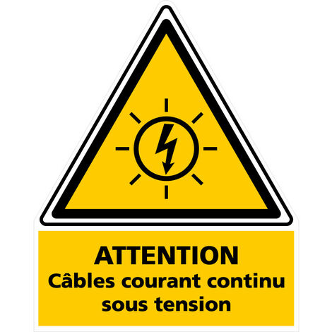 Étiquette Photovoltaïque Câbles Courant Continu sous Tension – Norme UTE C15-712 – 40x50 mm – Fabriquée en France - Lot de 50