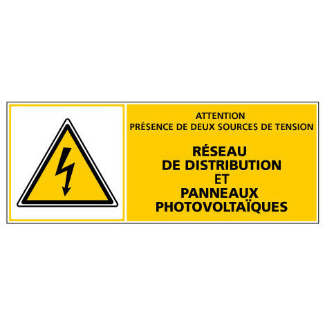 ETIQUETTE  PHOTOVOLTAIQUE PRESENCE DE DEUX SOURCES (C1169). Lot de 50 .  - Lot de 50