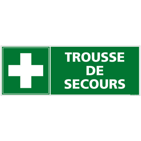 Panneau de signalisation trousse de secours E027 ISO 7010 - Évacuation et secours - Aluminium 2 mm - 350 x 125 mm