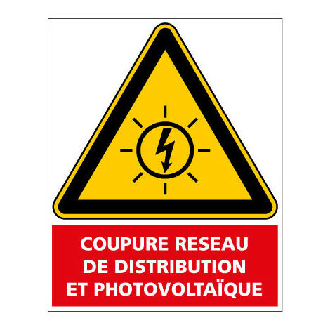 Signaletique.Biz France – Étiquette coupure réseau photovoltaïque 40 x 50 mm – Adhésif puissant – Résistance optimale aux UV et intempéries – Conforme norme UTE C15-712-1