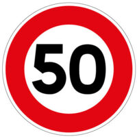 PANNEAU LIMITATION DE VITESSE 50KM/H (B14GALVA50) - Diamètre 450 mm