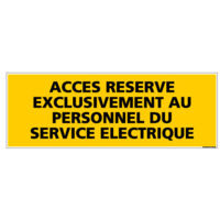 Panneau ACCES RESERVE PERSONNEL SERVICE ELECTRIQUE (C0080) - Plastique PVC 1,5 mm - 350 x 125 mm