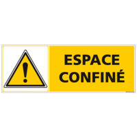 Panneau Attention Espace confiné (C1252) - Plastique PVC 1,5 mm - 350 x 125 mm