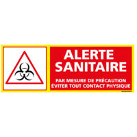 PANNEAU ALERTE SANITAIRE COVID19 - EVITER TOUT CONTACT PHYSIQUE (C1509) - Plastique PVC 1,5 mm - 350 x 125 mm