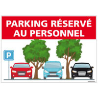 PANNEAU PARKING RESERVE AU PERSONNEL (H0310) - Plastique PVC 1,5 mm - 210 x 150 mm