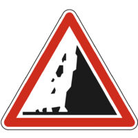 Panneau de signalisation danger - Risque de chute de pierres - Triangulaire - Gamme Bretagne - Classe 1 - 500mm