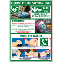 Affichage - guide d'utilisation de defibrillateur - Plastique PVC 1,5 mm - 150 x 210 mm