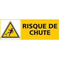 Panneau RISQUE DE CHUTE (C0459) - Plastique PVC 1,5 mm - 350 x 125 mm